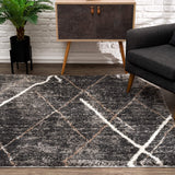 5' X 8' Gray Modern Distressed Lines Area Rug