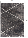 5' X 8' Gray Modern Distressed Lines Area Rug