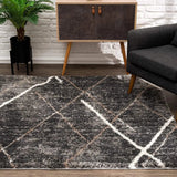 7' X 9' Gray Modern Distressed Lines Area Rug - Homeroots
