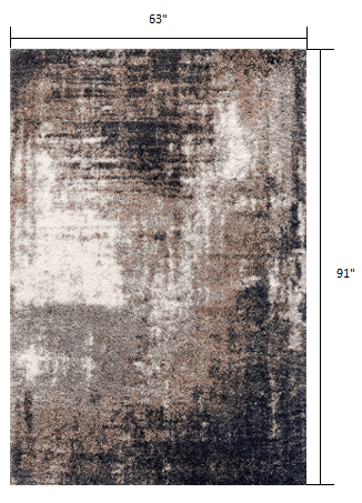 5' X 8' Ivory And Navy Retro Modern Area Rug - Homeroots - Flyclothing LLC