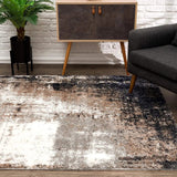 8' X 11' Ivory And Navy Retro Modern Area Rug - Homeroots