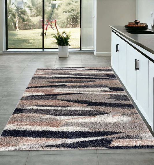4' X 6' Gray And Black Strokes Area Rug - Homeroots - Flyclothing LLC
