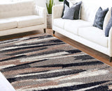 8' X 11' Gray And Black Strokes Area Rug - Homeroots - Flyclothing LLC