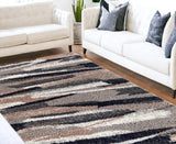 8' X 11' Gray And Black Strokes Area Rug - Homeroots