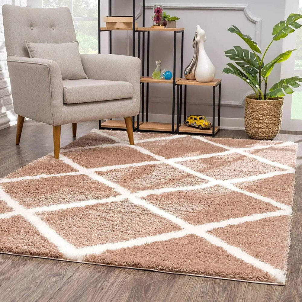 7' X 9' Beige Geometric Area Rug - Homeroots - Flyclothing LLC