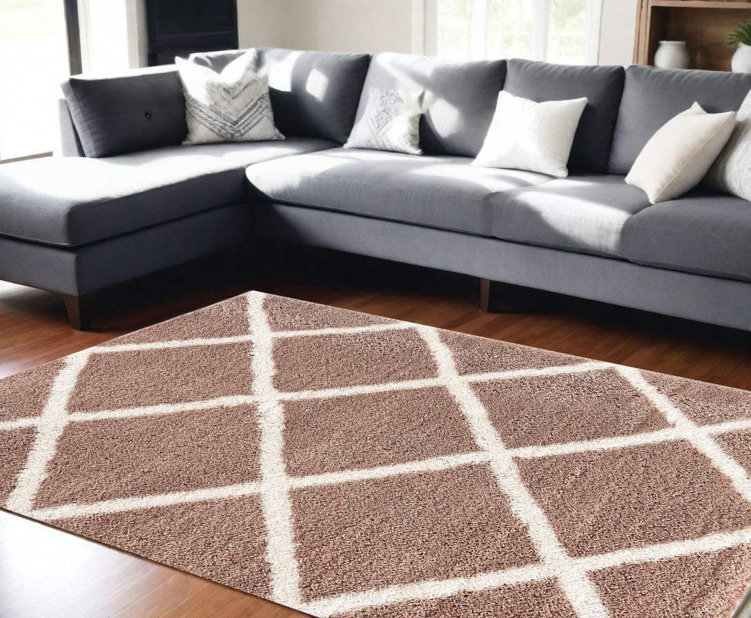 7' X 9' Beige Geometric Area Rug - Homeroots - Flyclothing LLC