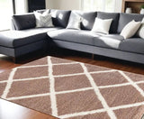 7' X 9' Beige Geometric Area Rug - Homeroots