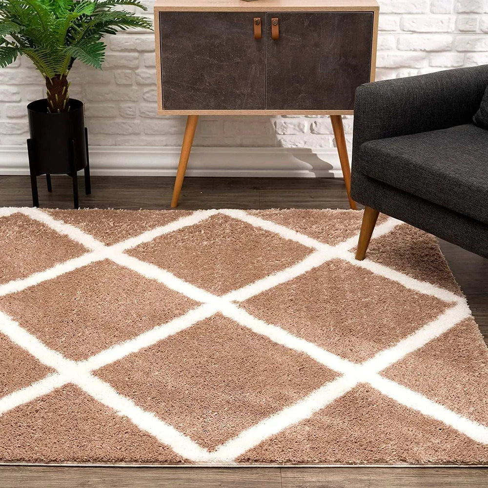 8' X 11' Beige Geometric Area Rug - Homeroots - Flyclothing LLC