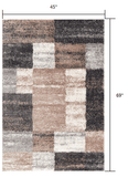 4' X 6' Beige Modern Blocks Area Rug - Homeroots