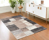 4' X 6' Beige Modern Blocks Area Rug - Homeroots