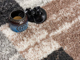 7' X 9' Beige Modern Blocks Area Rug - Homeroots