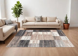 8' X 11' Beige Modern Blocks Area Rug - Homeroots