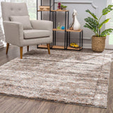 5' X 8' Ivory And Brown Retro Mod Area Rug - Homeroots - Flyclothing LLC
