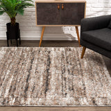 5' X 8' Ivory And Brown Retro Mod Area Rug