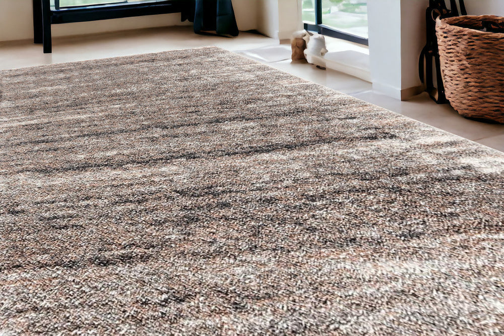 5' X 8' Ivory And Brown Retro Mod Area Rug