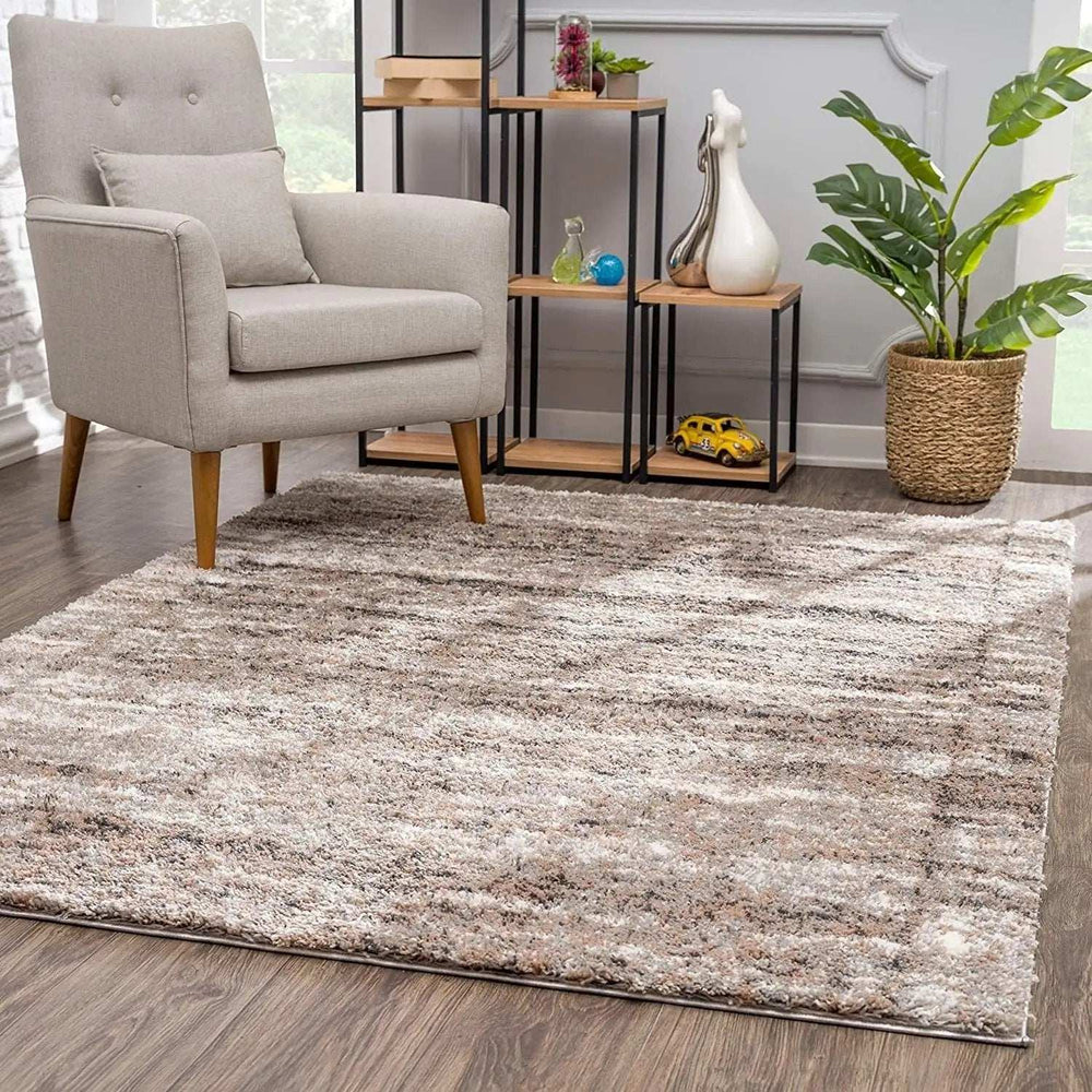 7' X 9' Ivory And Brown Retro Mod Area Rug - Homeroots - Flyclothing LLC
