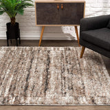7' X 9' Ivory And Brown Retro Mod Area Rug - Homeroots