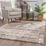 8' X 11' Ivory And Brown Retro Mod Area Rug - Homeroots