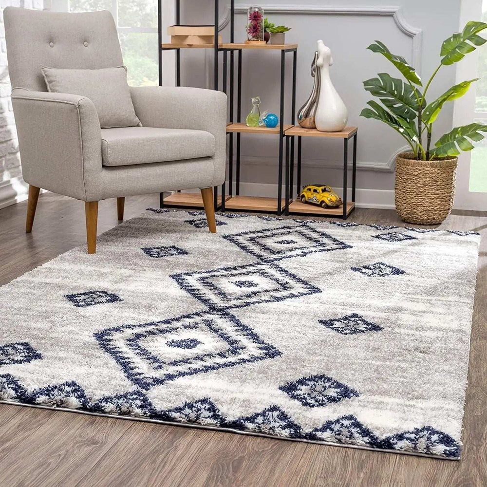 4' X 6' Gray And Navy Boho Chic Area Rug - Homeroots - Flyclothing LLC