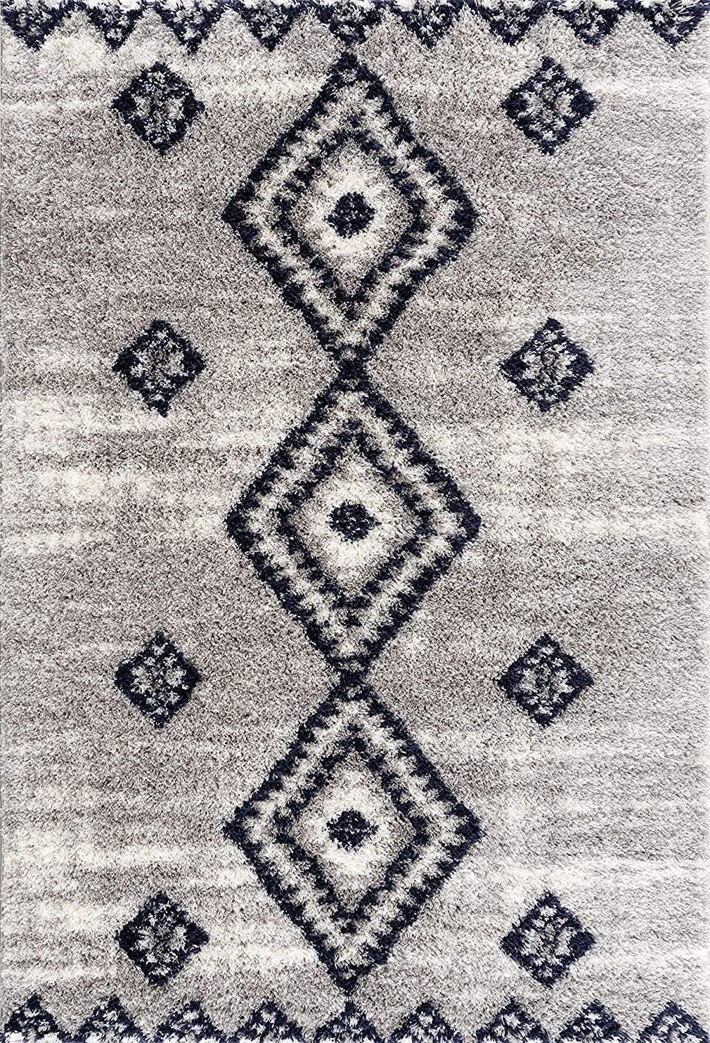 7' X 9' Gray And Navy Boho Chic Area Rug - Homeroots - Flyclothing LLC