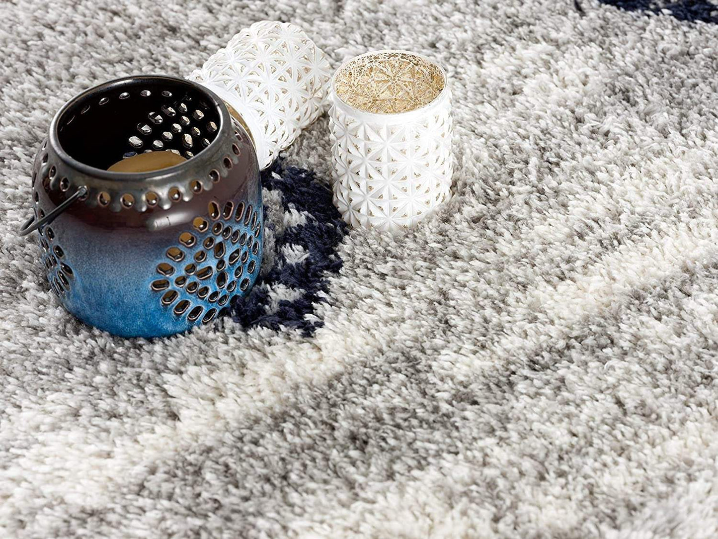 7' X 9' Gray And Navy Boho Chic Area Rug - Homeroots - Flyclothing LLC