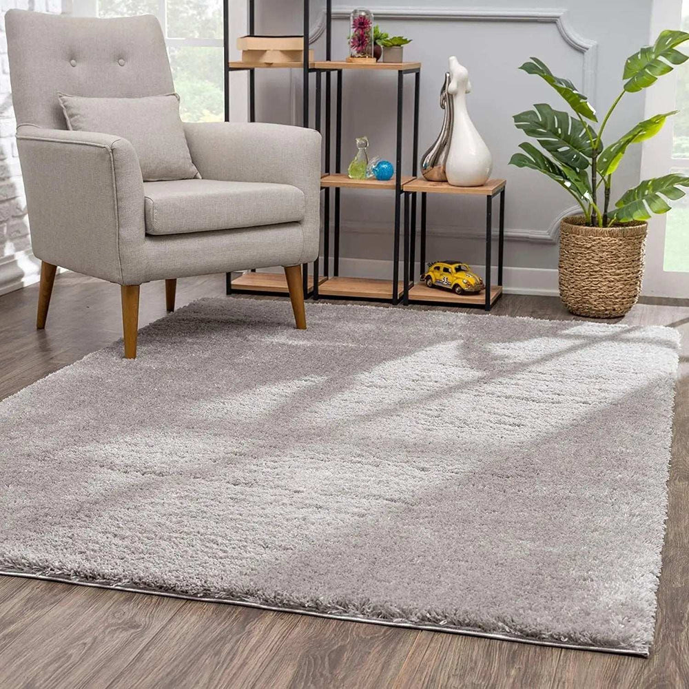 4' X 6' Gray Modern Solid Shag Area Rug - Homeroots - Flyclothing LLC