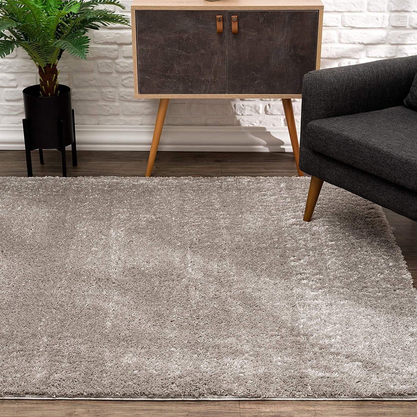 4' X 6' Gray Modern Solid Shag Area Rug - Homeroots - Flyclothing LLC
