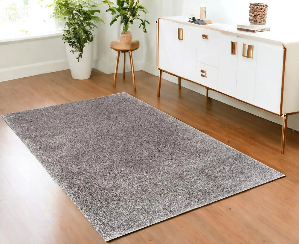 4' X 6' Gray Modern Solid Shag Area Rug - Homeroots