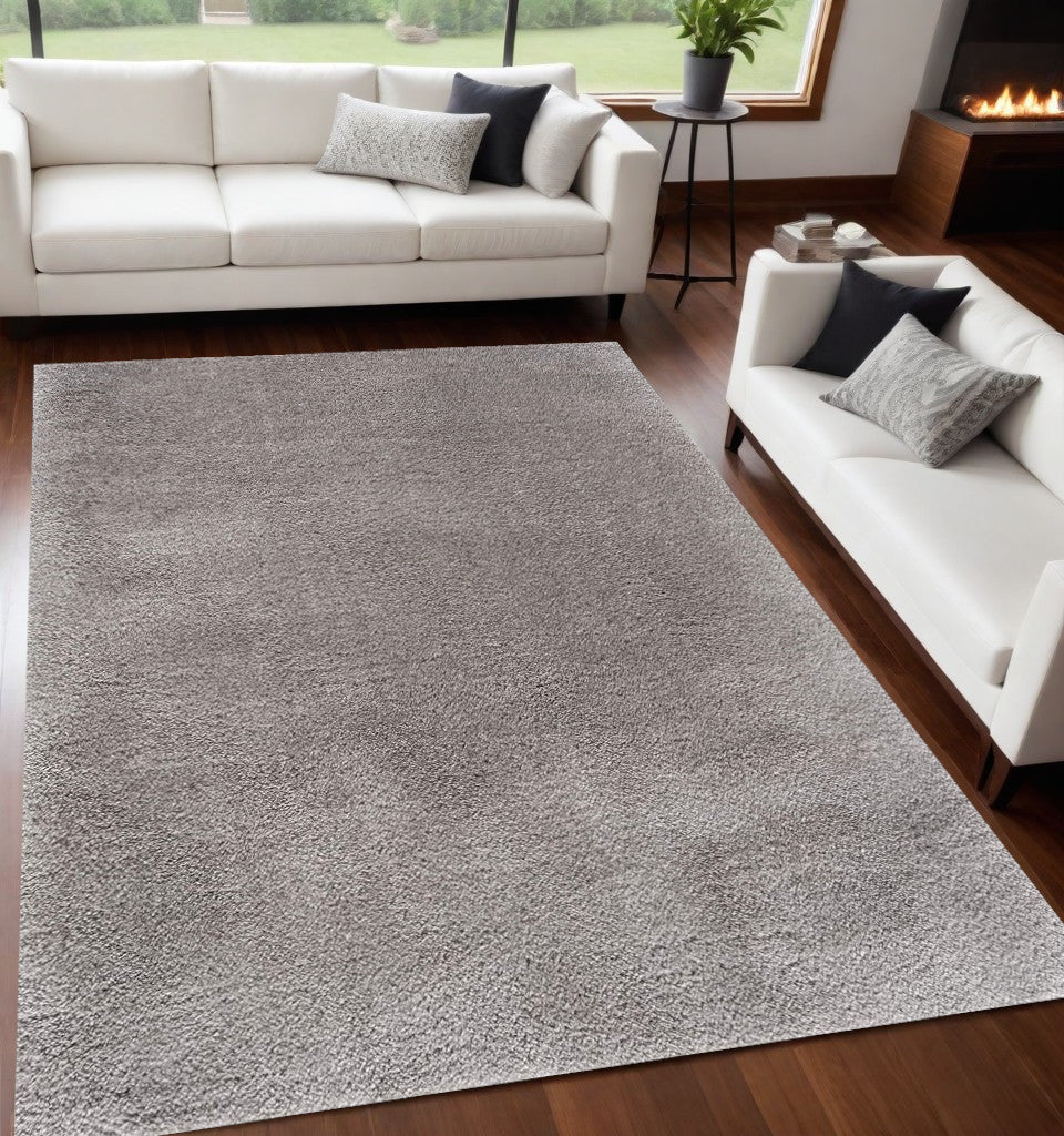 5' X 8' Gray Modern Solid Shag Area Rug