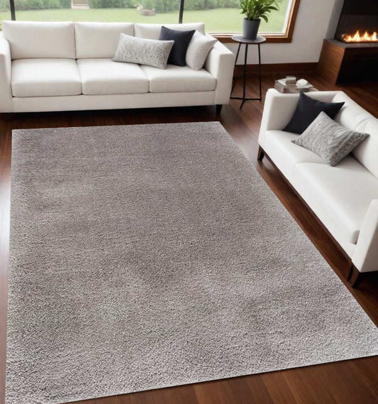 5' X 8' Gray Modern Solid Shag Area Rug - Homeroots - Flyclothing LLC