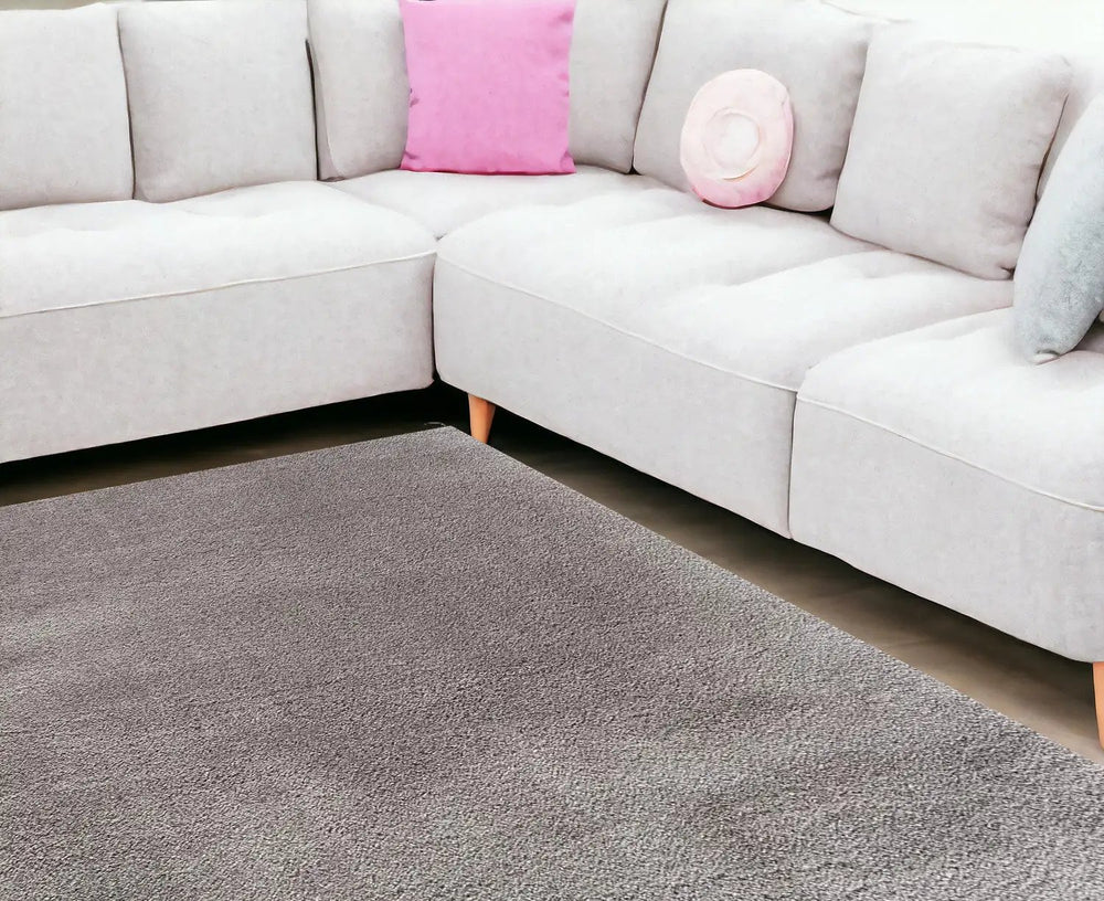 8' X 11' Gray Modern Solid Shag Area Rug - Homeroots
