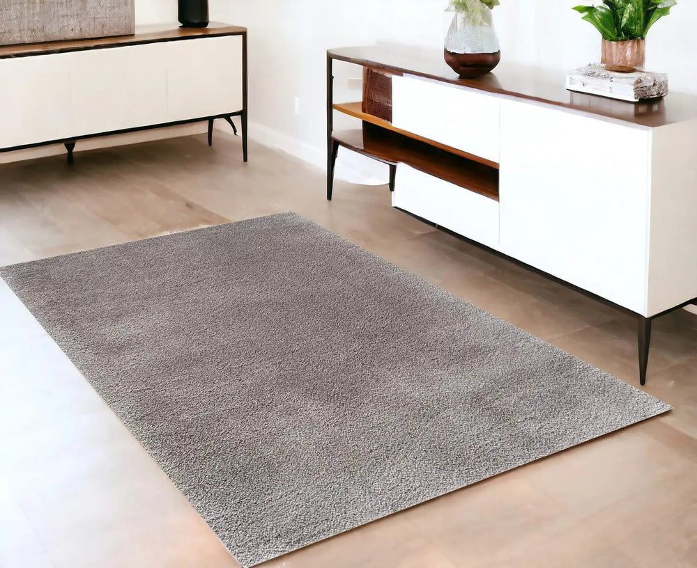4' X 6' Ivory Modern Solid Shag Area Rug - Homeroots