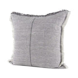 Fringed Blue And Beige Square Accent Pillow Cover - Homeroots