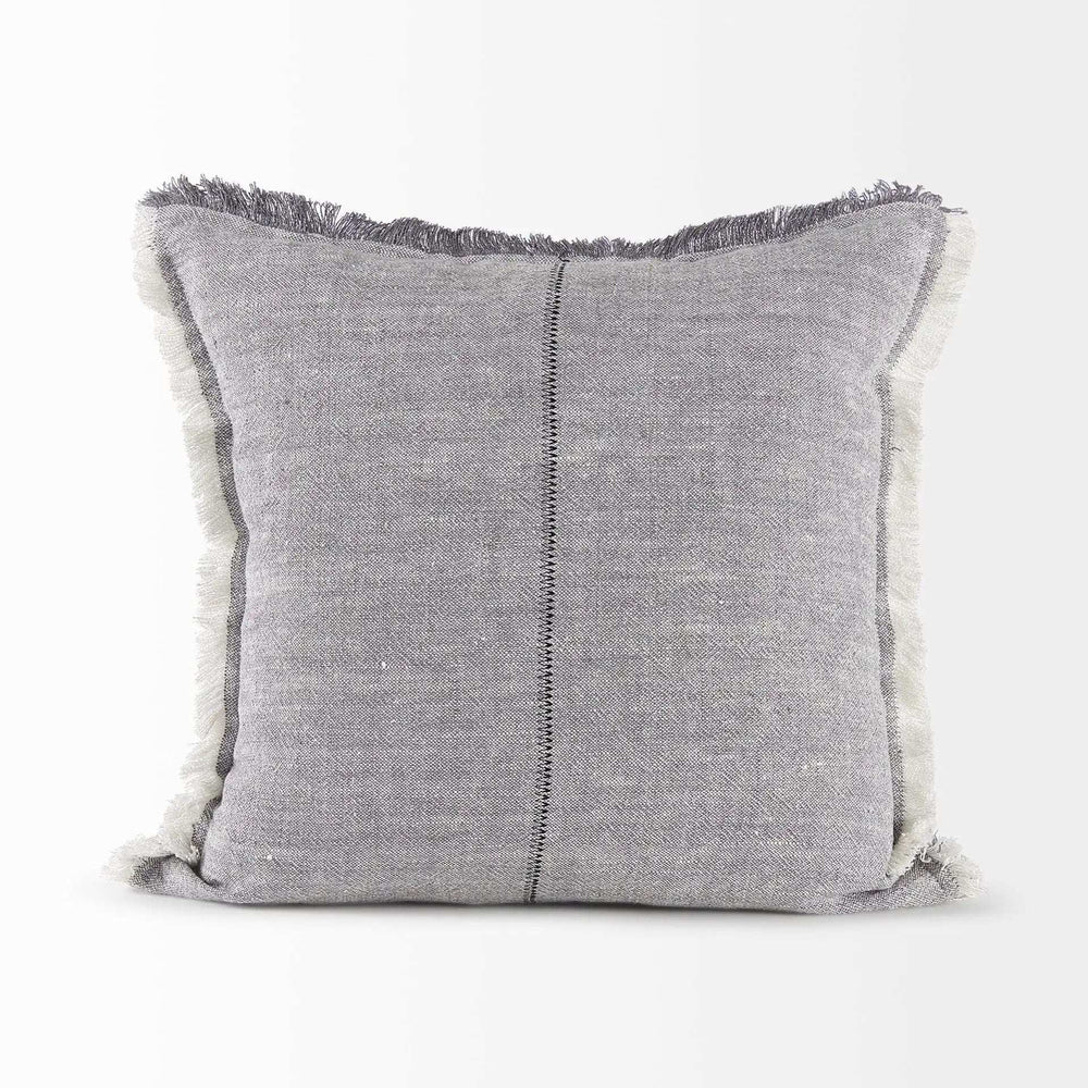 Fringed Blue And Beige Square Accent Pillow Cover - Homeroots - Flyclothing LLC