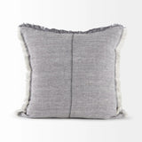 Fringed Blue And Beige Square Accent Pillow Cover - Homeroots