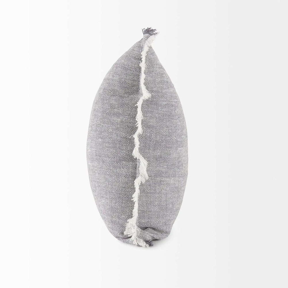 Fringed Blue And Beige Square Accent Pillow Cover - Homeroots - Flyclothing LLC