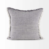 Fringed Blue And Beige Square Accent Pillow Cover - Homeroots - Flyclothing LLC