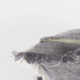 Fringed Blue And Beige Square Accent Pillow Cover - Homeroots - Flyclothing LLC