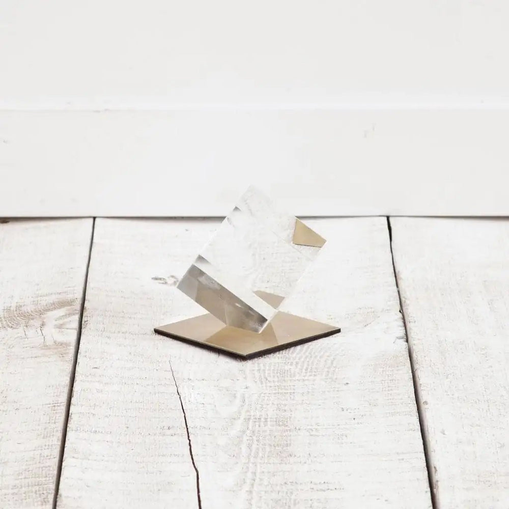 5" Optical Glass Cube And Gold Sculpture - Homeroots