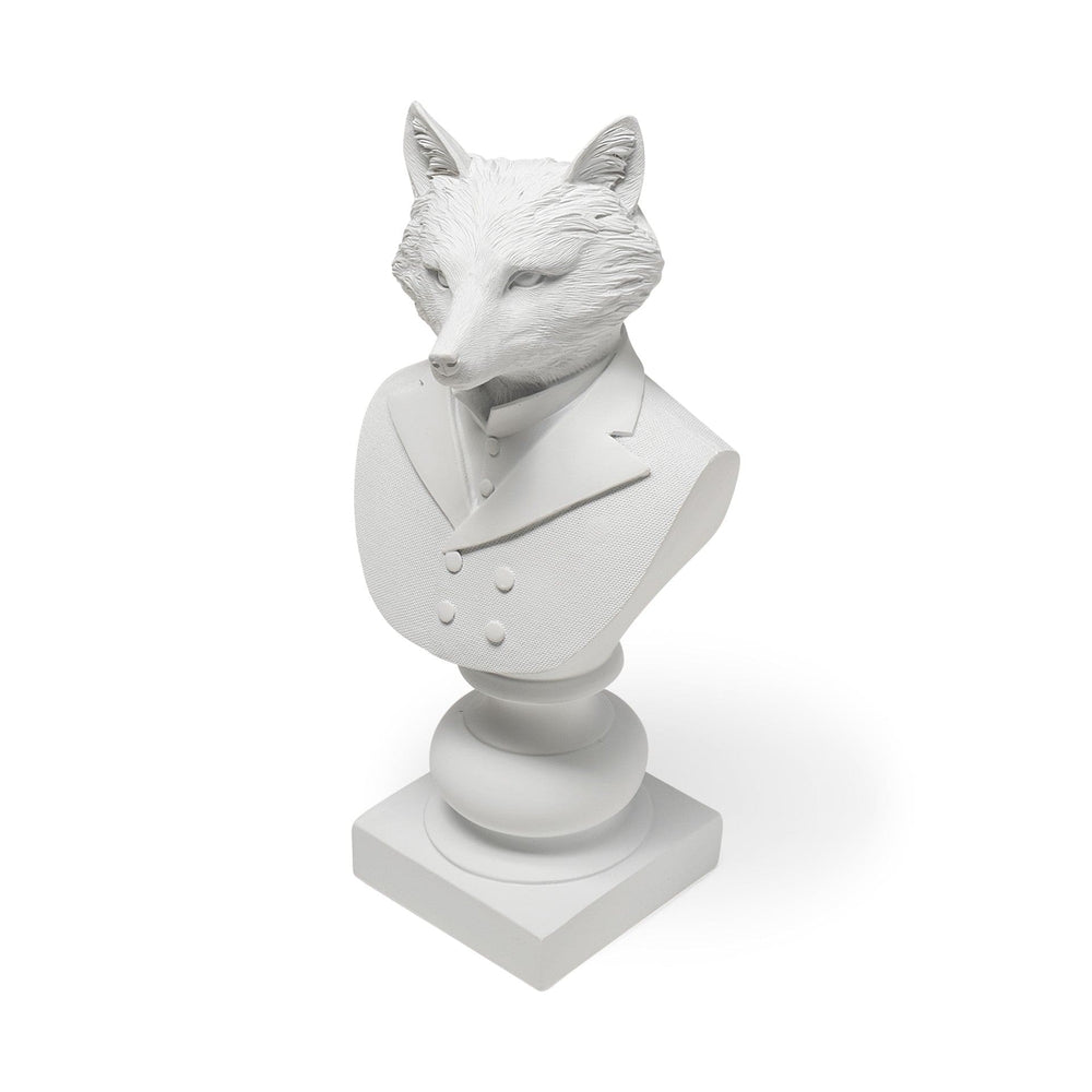 13" White Resin Fox Bust Tabletop Sculpture - Homeroots