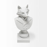 13" White Resin Fox Bust Tabletop Sculpture - Homeroots