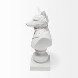13" White Resin Fox Bust Tabletop Sculpture - Homeroots