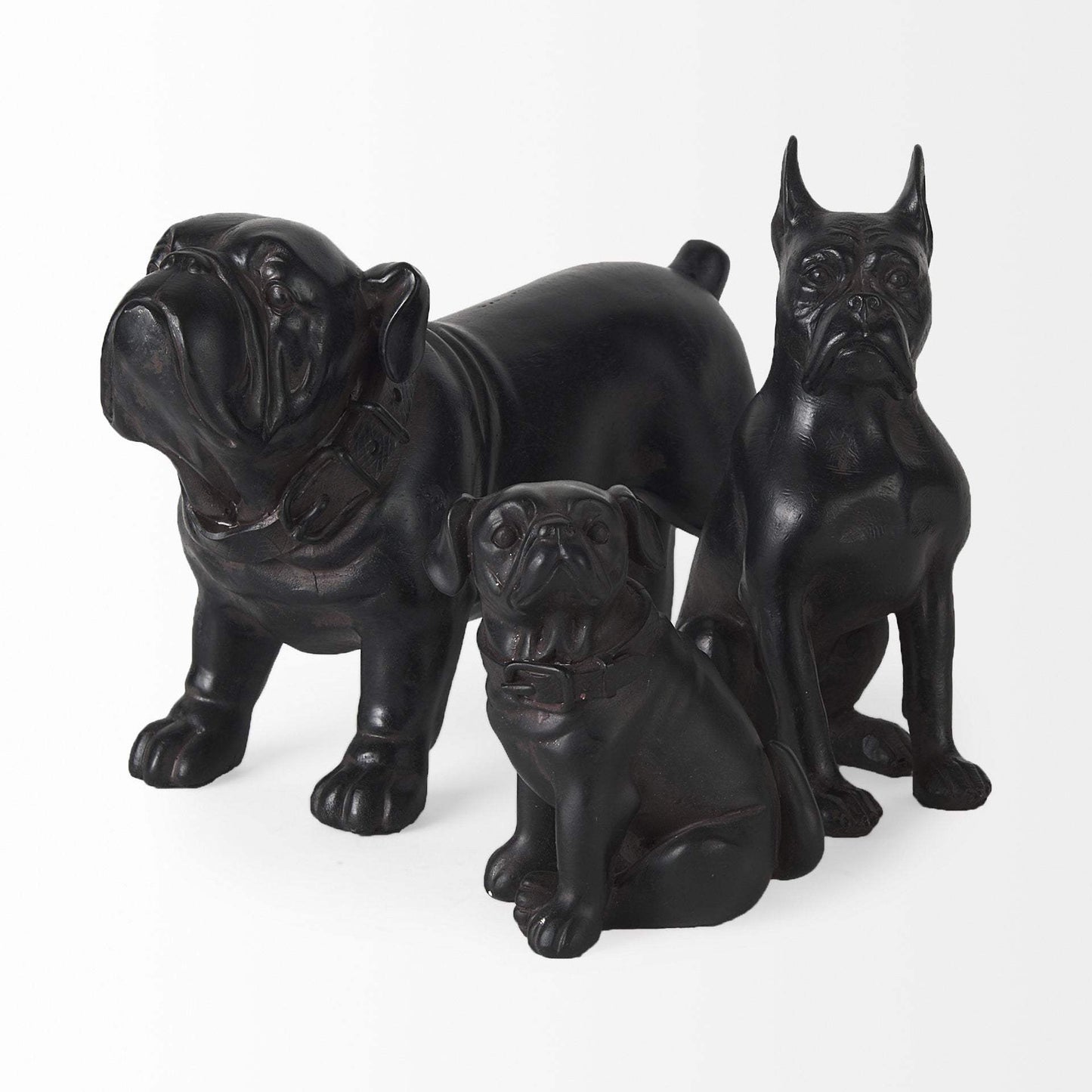 Black Resin Bulldog Sculpture - Homeroots - Flyclothing LLC