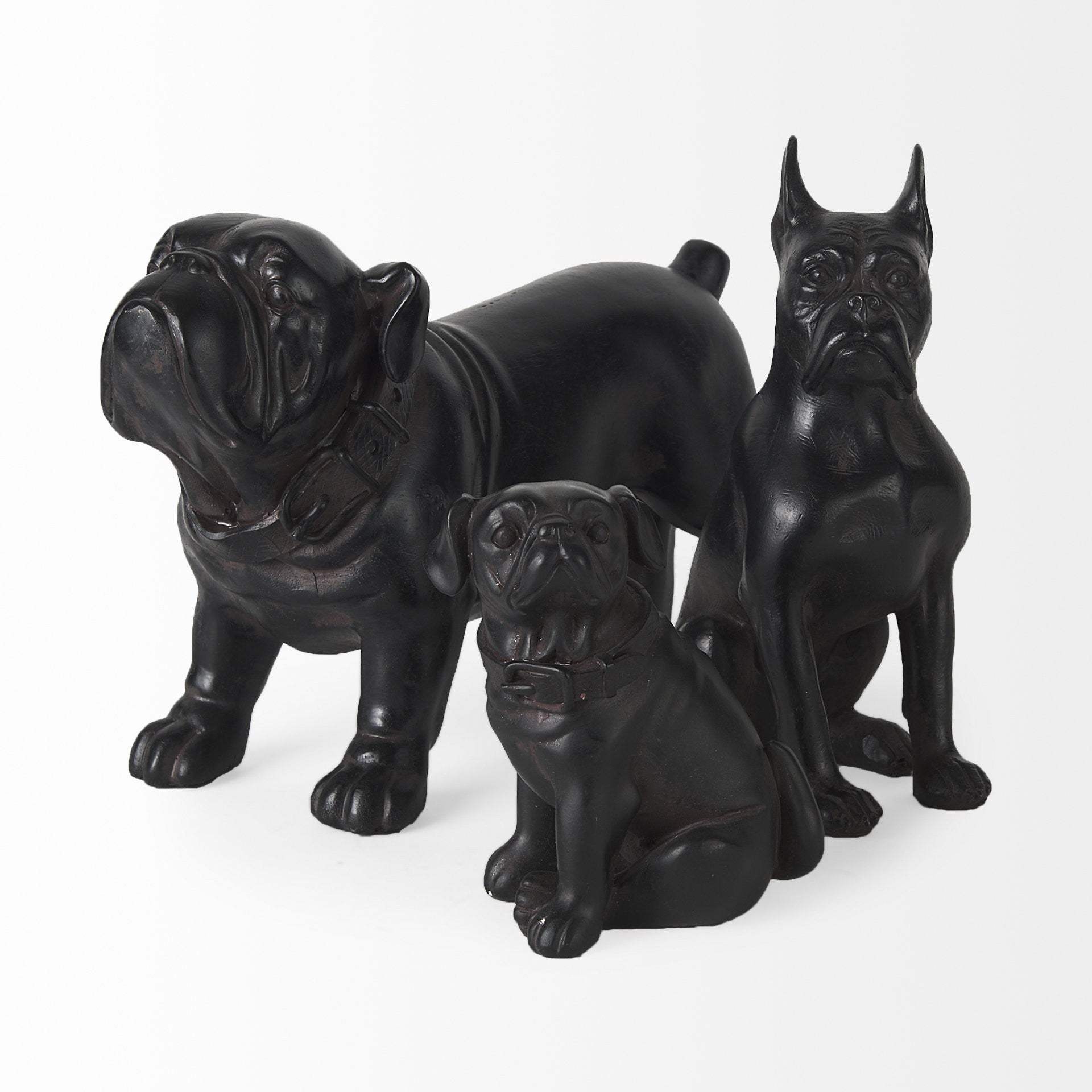 Black Resin Bulldog Sculpture - Homeroots - Flyclothing LLC