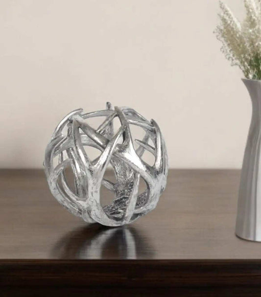 Silver Resin Antler Shaped Sculpture - Homeroots - Flyclothing LLC