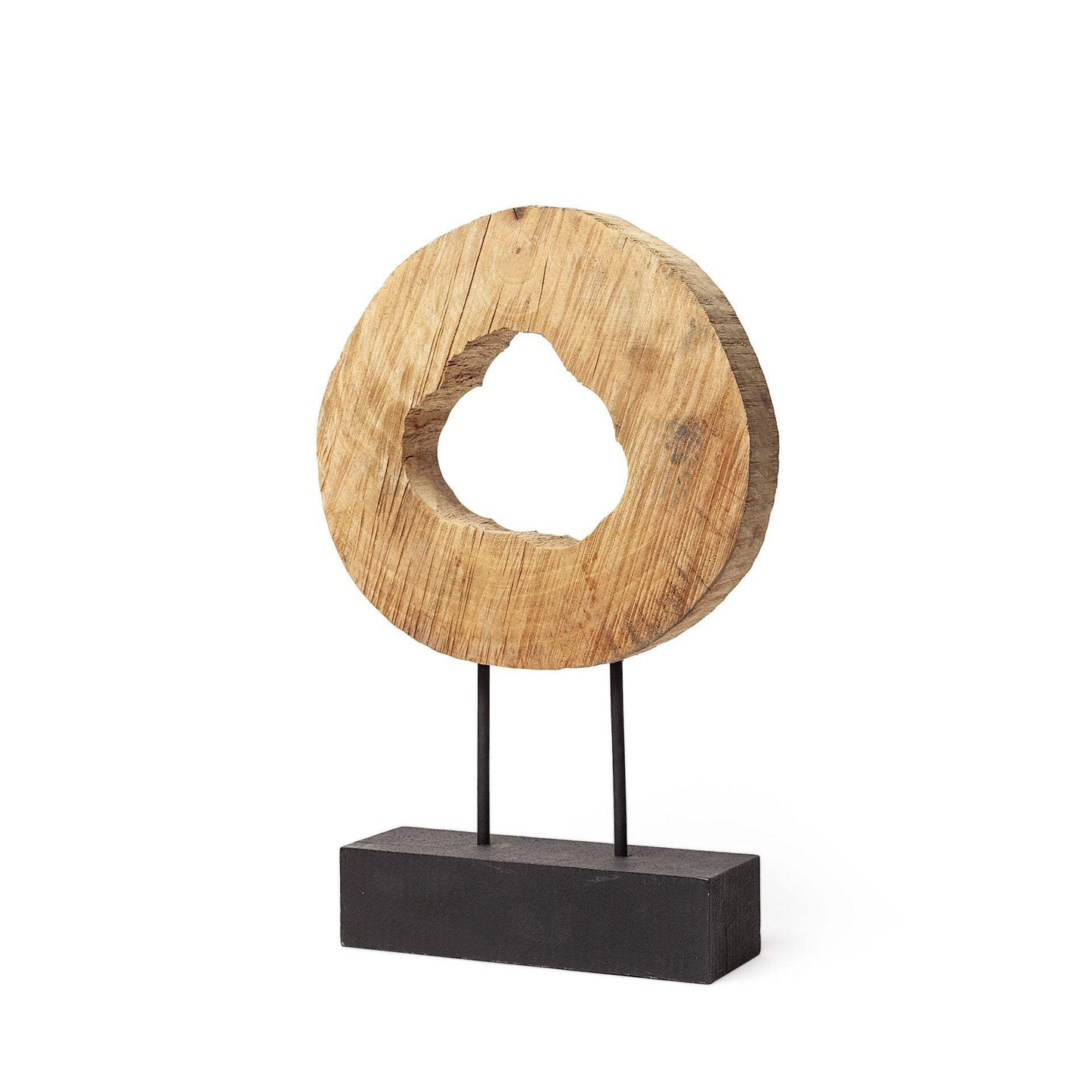 19" Brown and Black Wood Log Cross Section Tabletop Sculpture - Homeroots - Flyclothing LLC