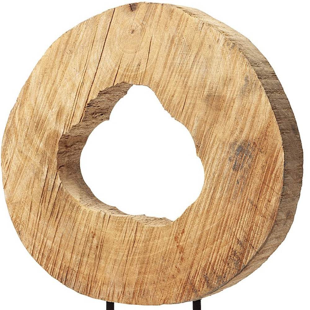 19" Brown and Black Wood Log Cross Section Tabletop Sculpture - Homeroots - Flyclothing LLC