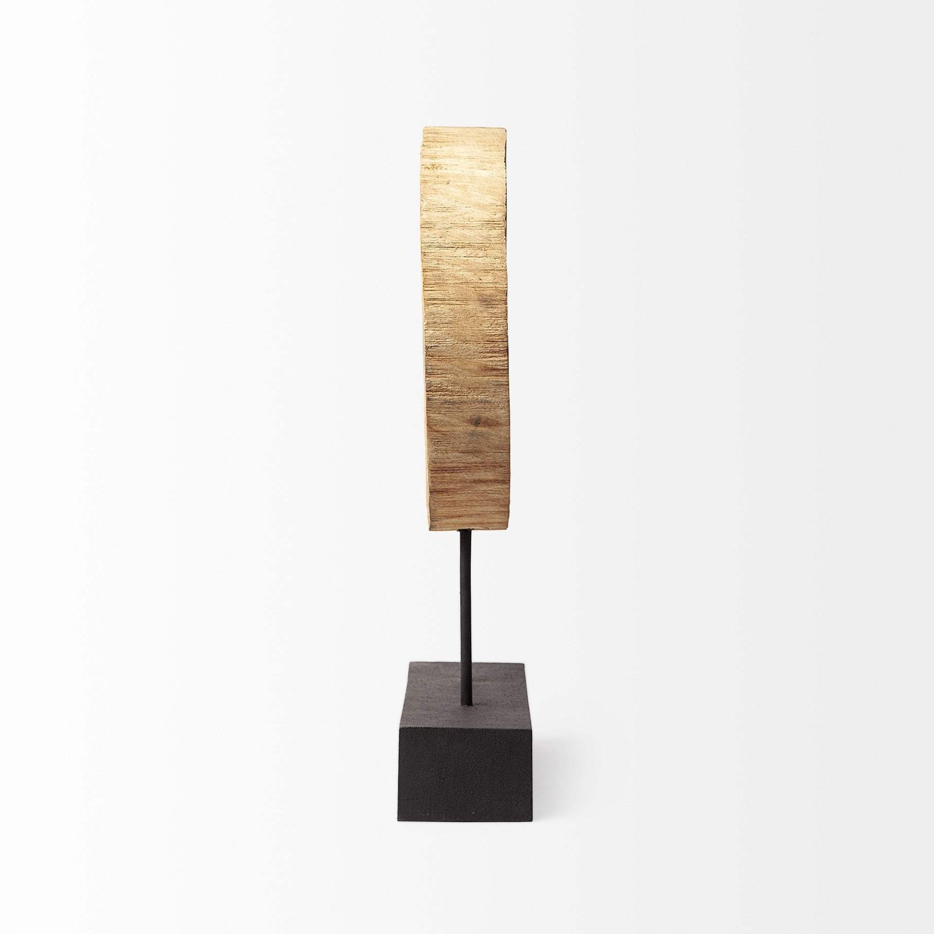19" Brown and Black Wood Log Cross Section Tabletop Sculpture - Homeroots - Flyclothing LLC