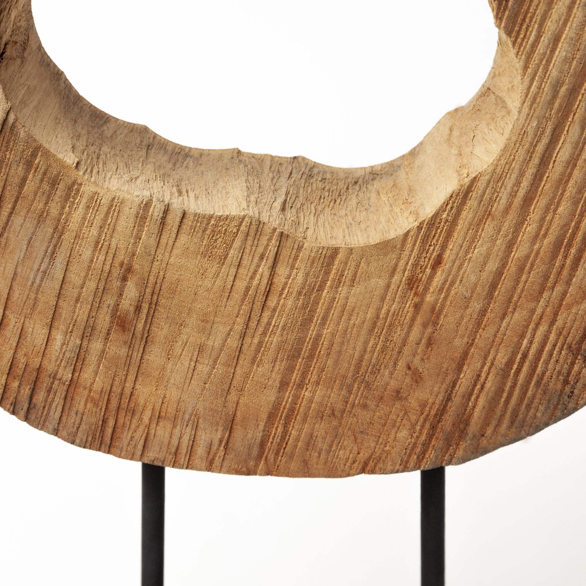 19" Brown and Black Wood Log Cross Section Tabletop Sculpture - Homeroots - Flyclothing LLC