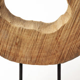 19" Brown and Black Wood Log Cross Section Tabletop Sculpture - Homeroots